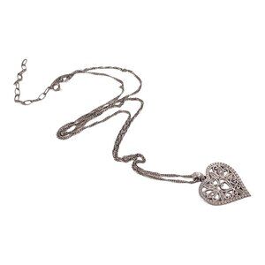 Vintage Danecraft 925 Necklace 17’ Sterling Silver Heart Pendant Charm Love Gift